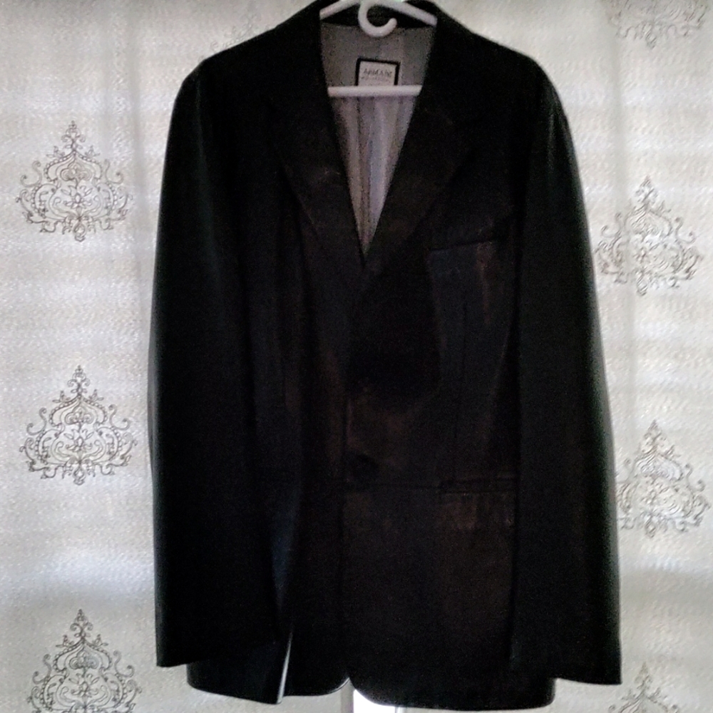 Armani Mens Light weight Black Leather Jacket